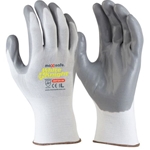 Maxisafe White Knight Glove GNF124 with grey foam nitrile palm coating