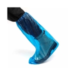 Disposable polyethylene boot covers with elastic top, clear and blue options