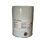 Large 20litre drum containing clear xylene solvent, used industrially for coatings and solvents