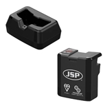 Collection of PowerCap Infinity PAPR spare parts: filters, visor, drive unit, battery, harness strap, and carry case