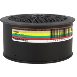 Sundström 299-2 ABEK1HgP3 multi gas and particle respirator filter for hazardous environments
