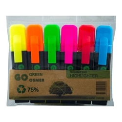 Osmer Highlighter 6 Colour Wallet with six fluorescent highlighters for office school and study use